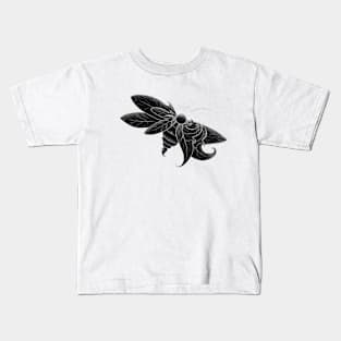 Insect, bee, moth, fantasy black and white Kids T-Shirt